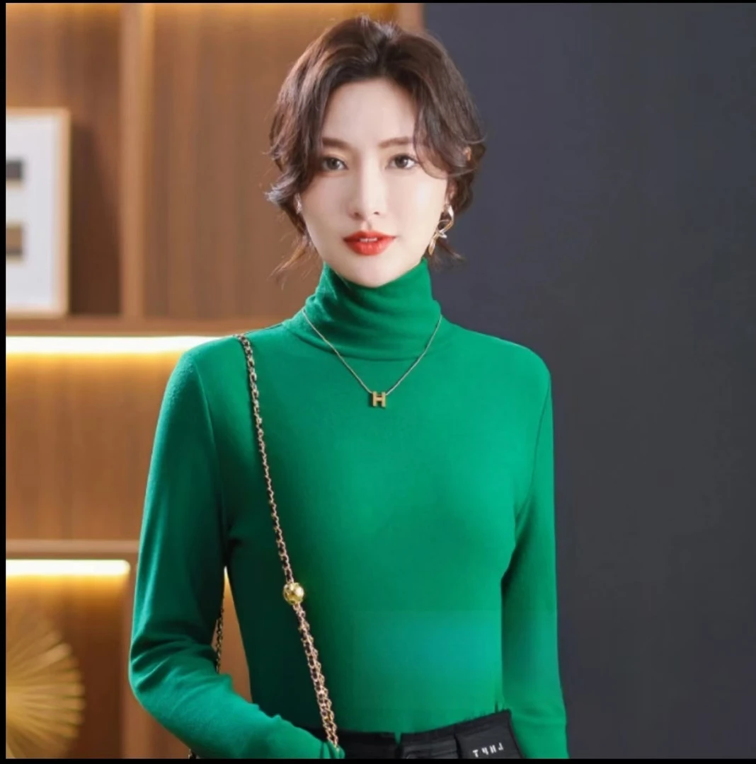 【洋气减龄】双面澳绒安可拉红高领打底衫女秋冬百搭气质修身内搭