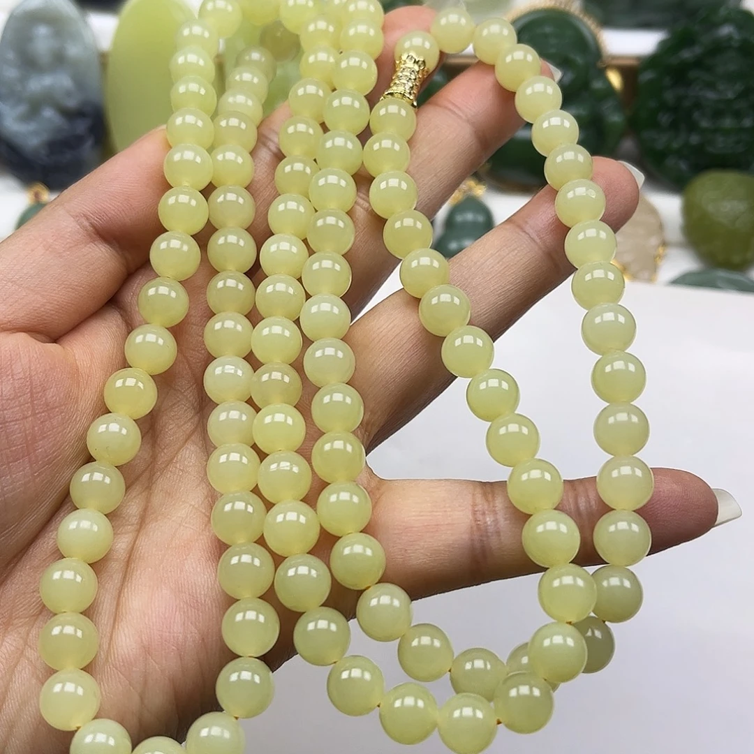 和田玉未镶嵌项链108颗卡8