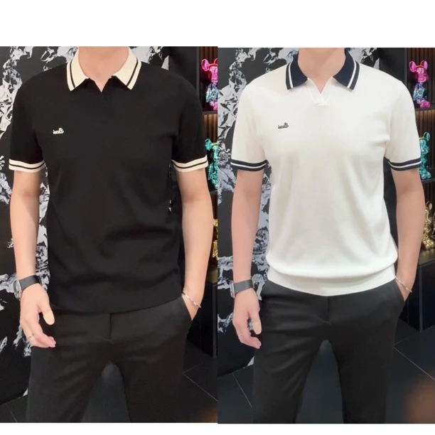 小雨男装|立体·剪裁|863新品海鸥领简约时尚短袖针织衫Z