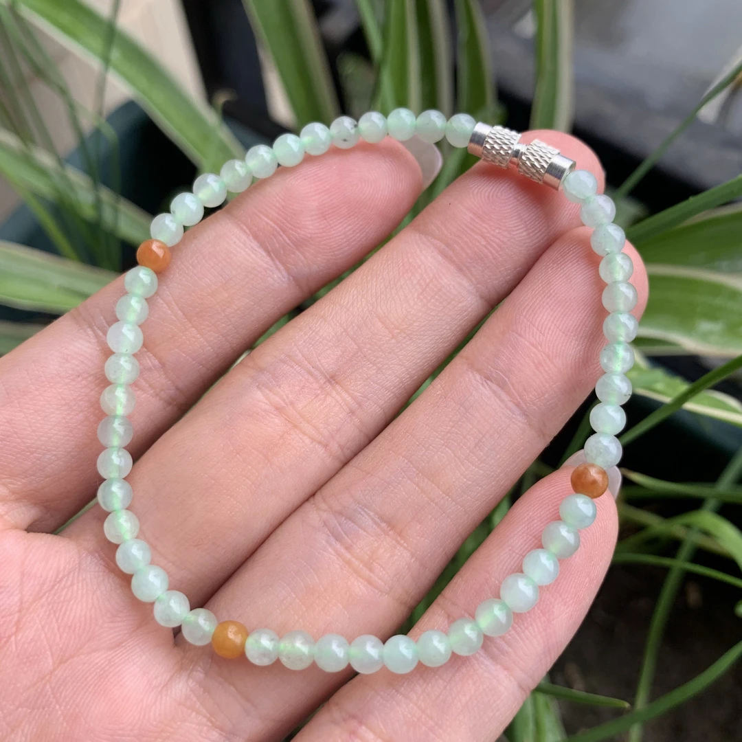 天然缅甸翡翠小米珠手串