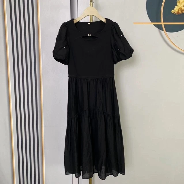 【JX88纯黑裙】麦多多小美专属中长款2025夏季新款连衣裙女漂亮