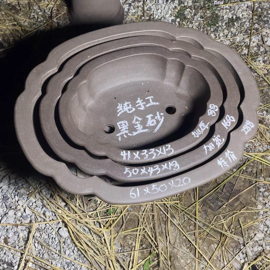 紫砂60/50/40外贸款海棠盆一套3只