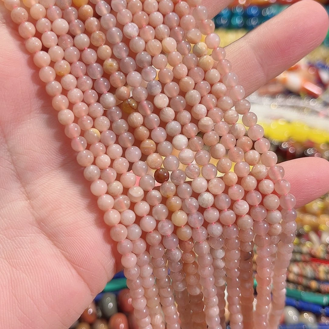 玛瑙/玉髓合金珠宝半成品橙月光4mm两条