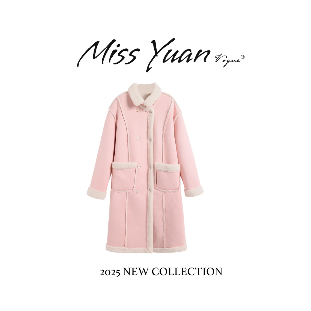 M.Y媛总 新款时尚韩系甜美长款宽松毛呢大衣外套女装OK8059
