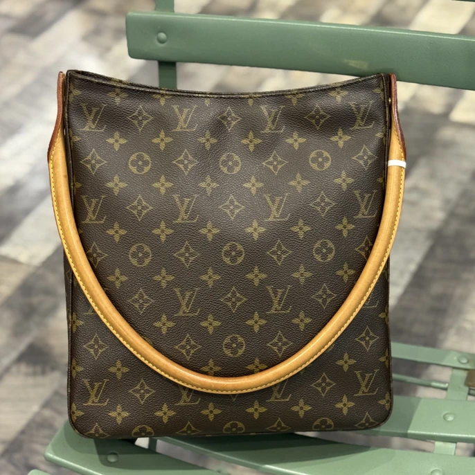 95新 LouisVuitton/路易威登 老花大号looping单肩包 经典百搭