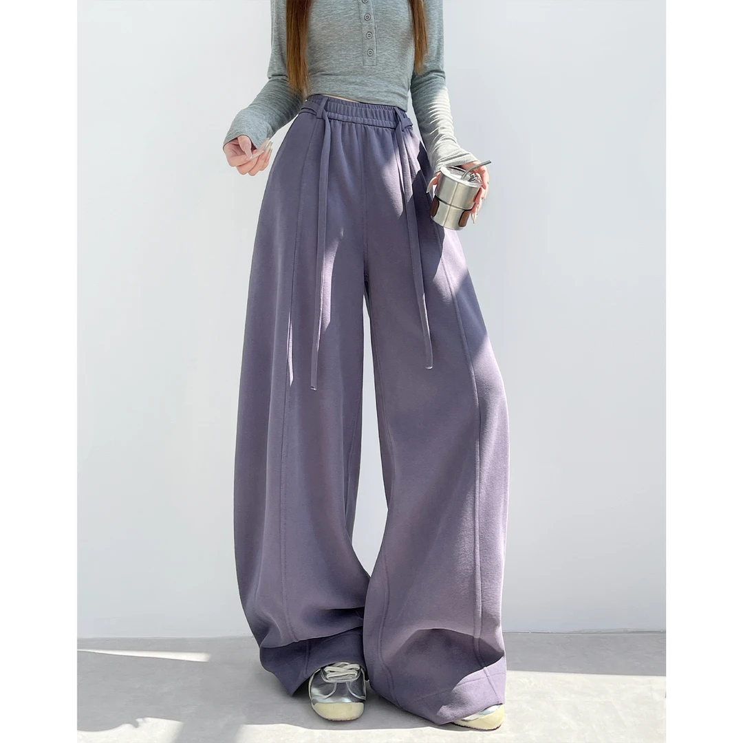 抽绳南瓜阔腿裤女秋2025新款高腰宽松休闲裤小个子慵懒感弯刀卫裤
