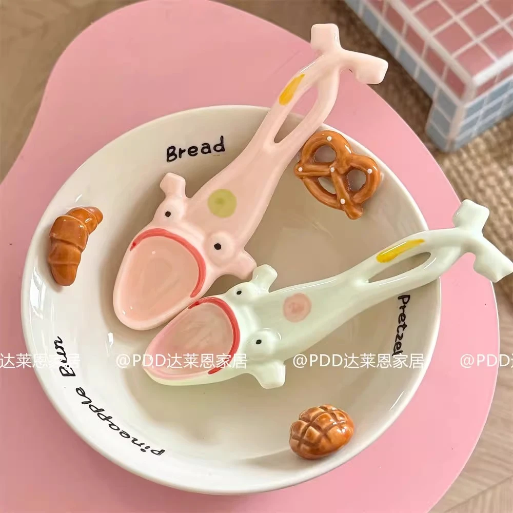 搞怪青蛙陶瓷勺可爱长柄手工调羹汤匙家用吃饭盛汤创意丑萌蛤蟆勺