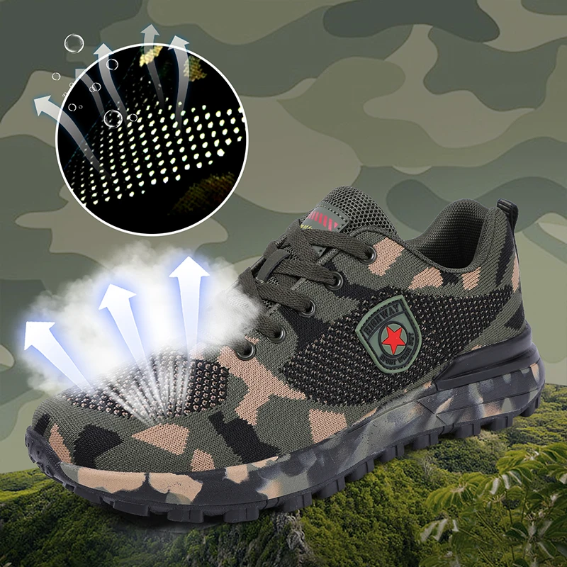 途力运动户外迷彩学生军训鞋夏季防滑耐磨轻便耐脏工地干活解放鞋