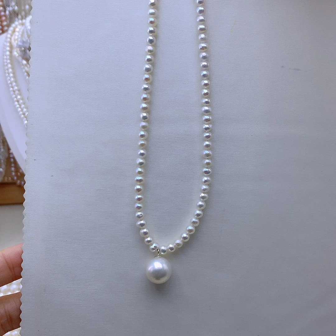 淡水珍珠银S925镶嵌颈饰