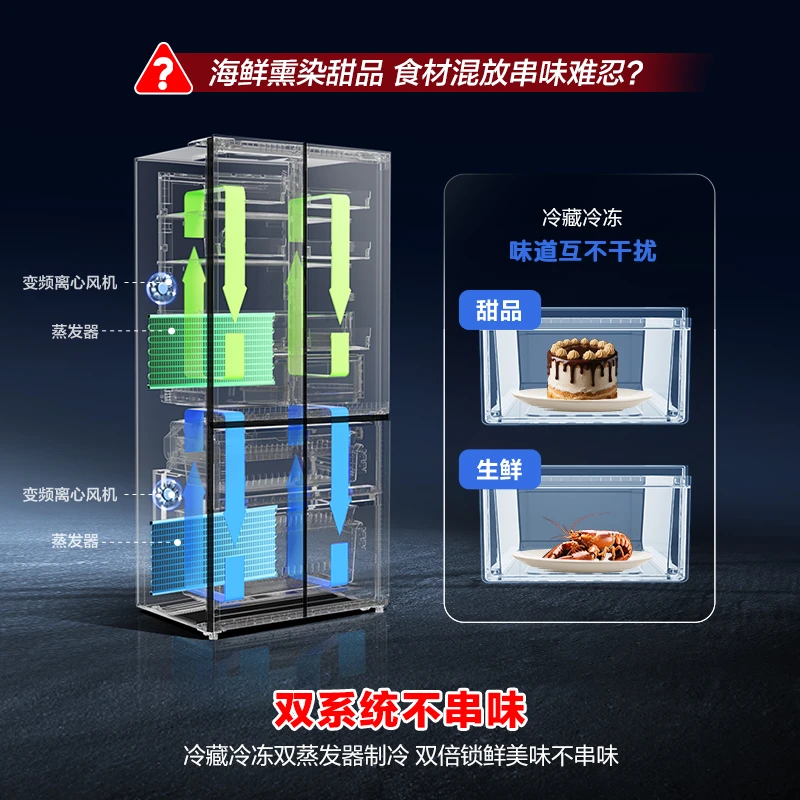 容声506升超薄对开四门多门冰箱一级能效双系统家用大容量变频