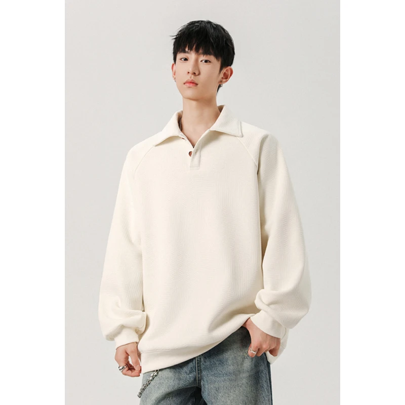 霄桂姿翻领卫衣秋季新款纹理感美式情侣复古长袖上衣宽松百搭外套