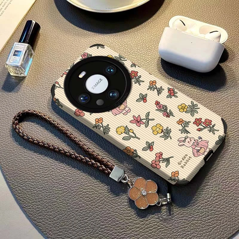 碎花小兔适用华为mate70pro手机壳新款mate60全包防摔mt50带挂绳