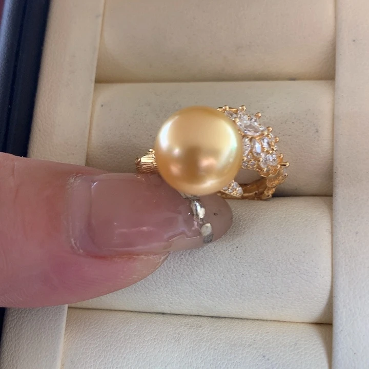 银S925镶嵌戒指海水珍珠