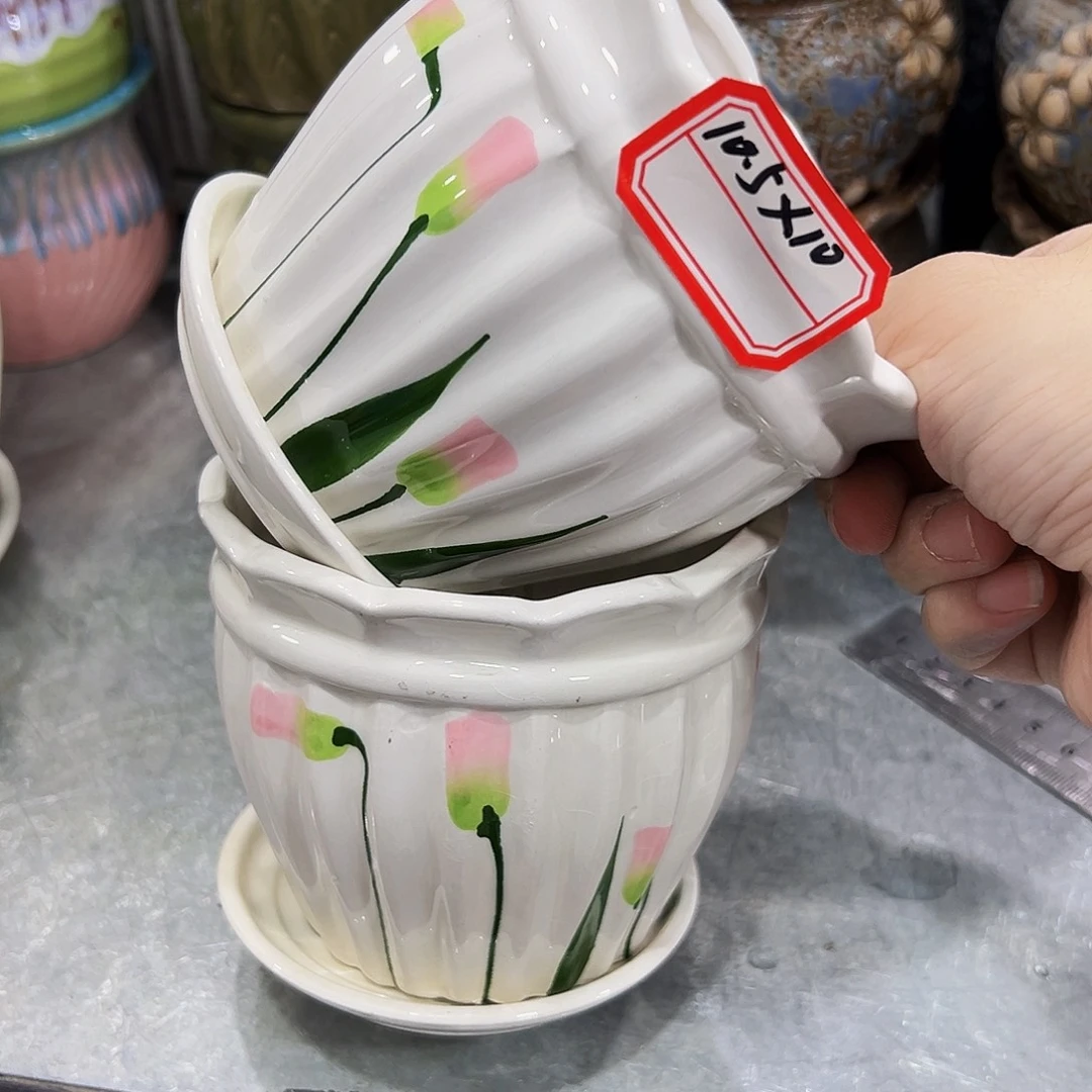 外贸尾单陶瓷花盆