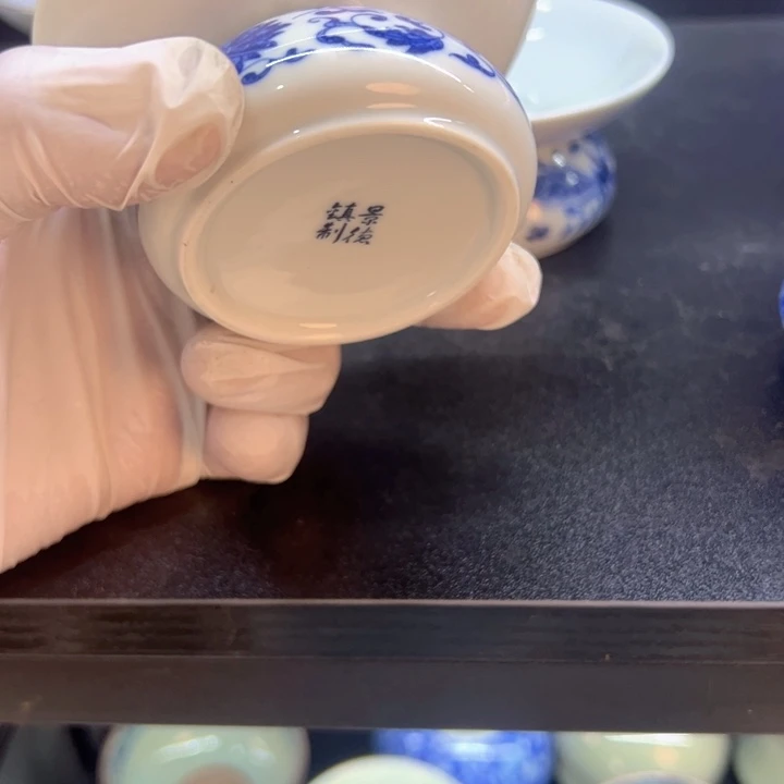 瓷片白青花缠枝莲茶漏全品
