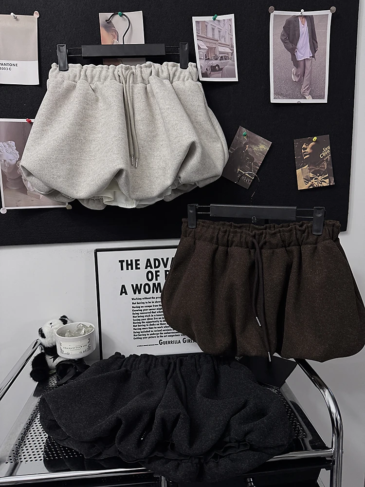 经典版型腰头绑带设计显瘦褶皱花苞裙女小个子a字蓬蓬半身裙短裙