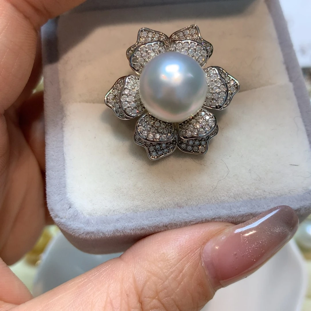 海水珍珠戒指银S925镶嵌