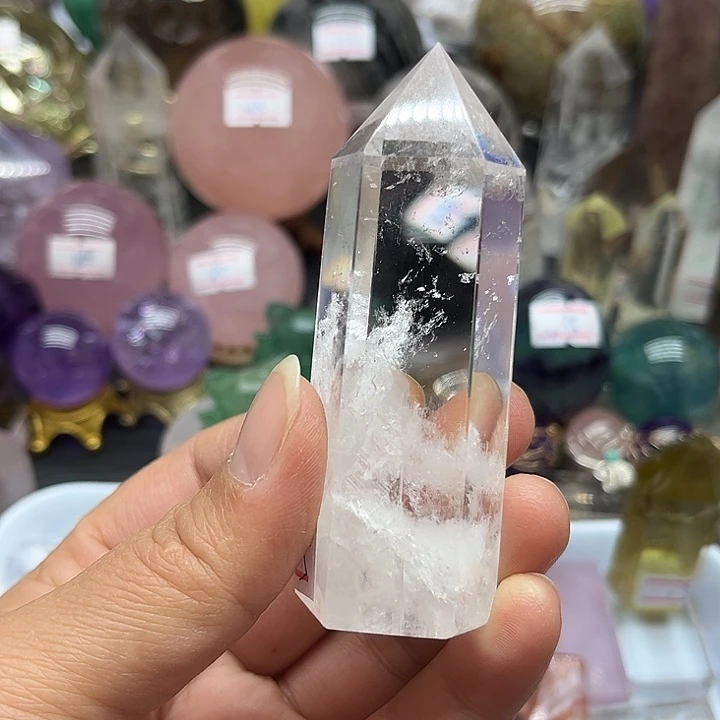 珠宝半成品未镶嵌水晶93克白水晶柱