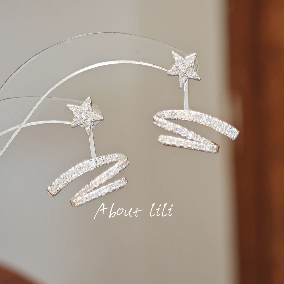 铜合金耳饰 原创个性设计感前后戴耳饰精致奢华时尚锆石耳环女