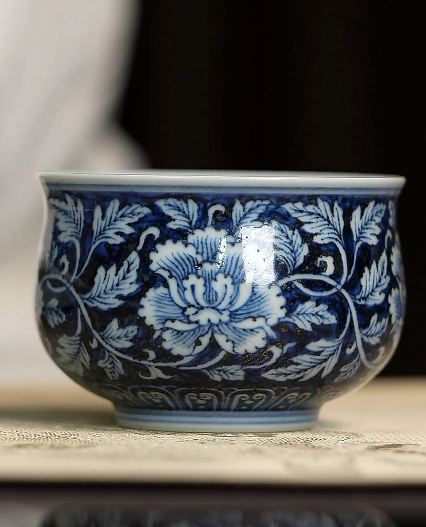 雲林匠造蓝底牡丹卢式杯主人杯