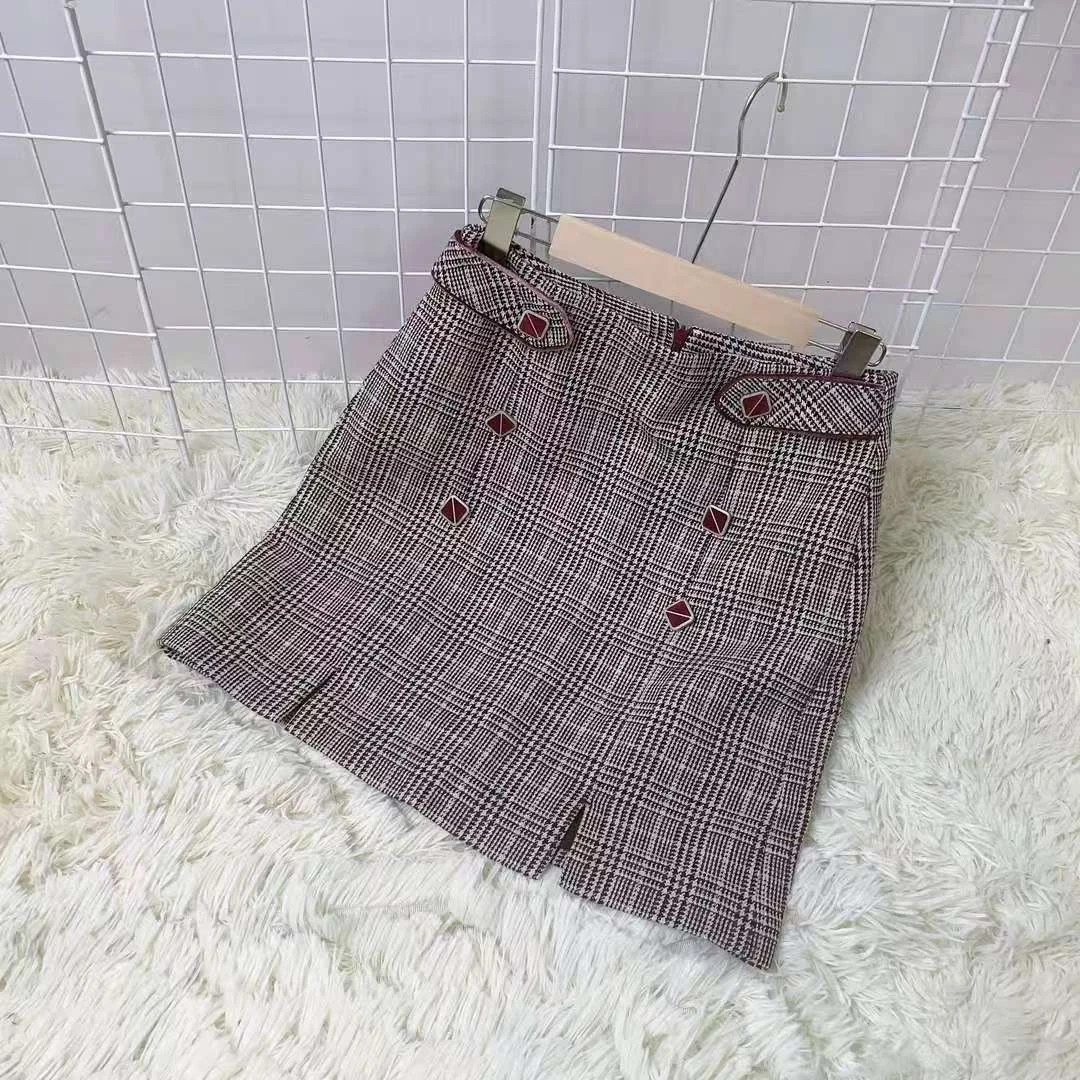 秋冬格纹亮丝A版毛呢半身裙 5150