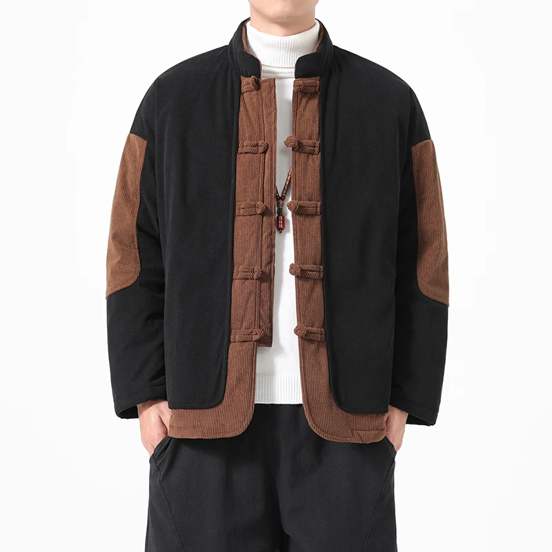 2025冬季新款中国风大码唐装新中式保暖加棉男士棉服复古休闲棉衣
