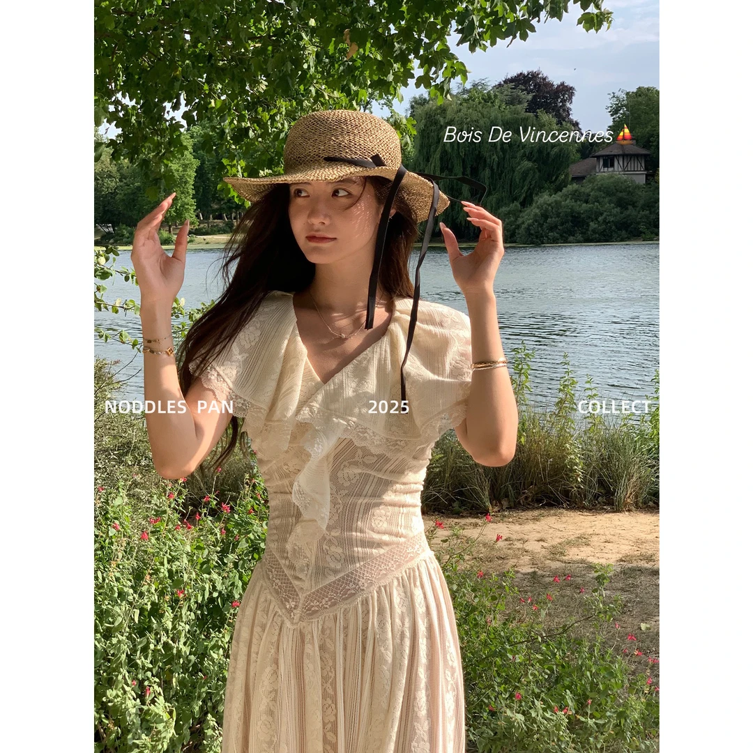 TOROON “南法dress ”重工蕾丝连衣裙女夏季新款收腰显瘦长裙