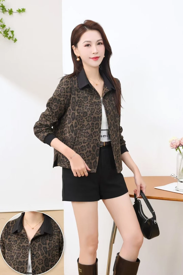 【新品上新】2025年时尚豹纹短款外套秋季新款洋气宽松显瘦夹克上衣