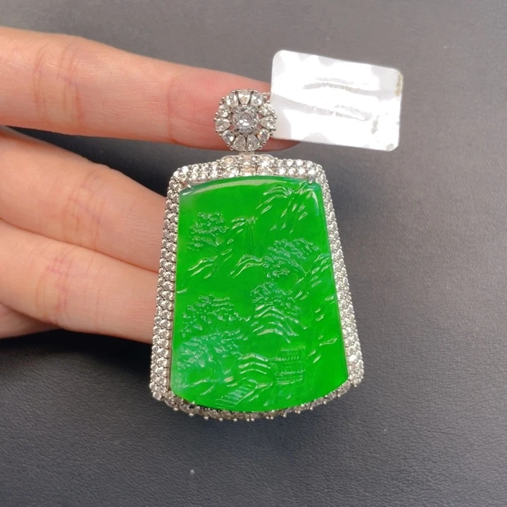 翡翠银S925镶嵌吊坠(不含链)