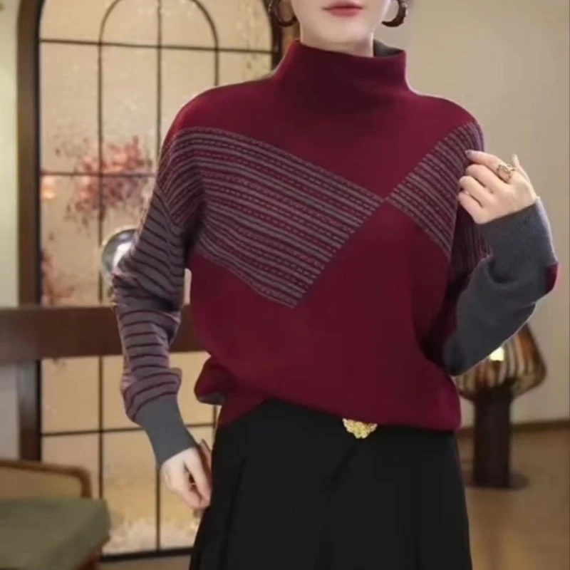 【衣雅严选】8242-2691#新款秋冬季高领保暖显瘦前后穿针织毛衣