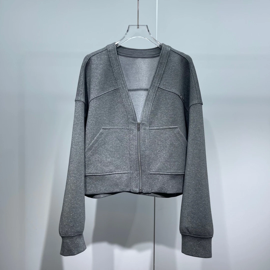 艾诺丝商场同款艾家25年春款拉链卫衣时尚运动开衫1006