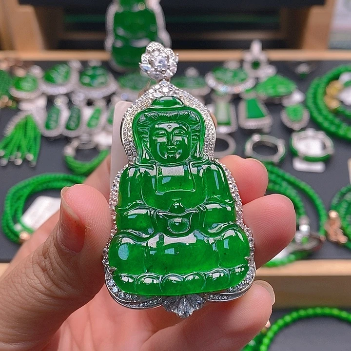 颈饰银S925镶嵌翡翠翡翠吊坠