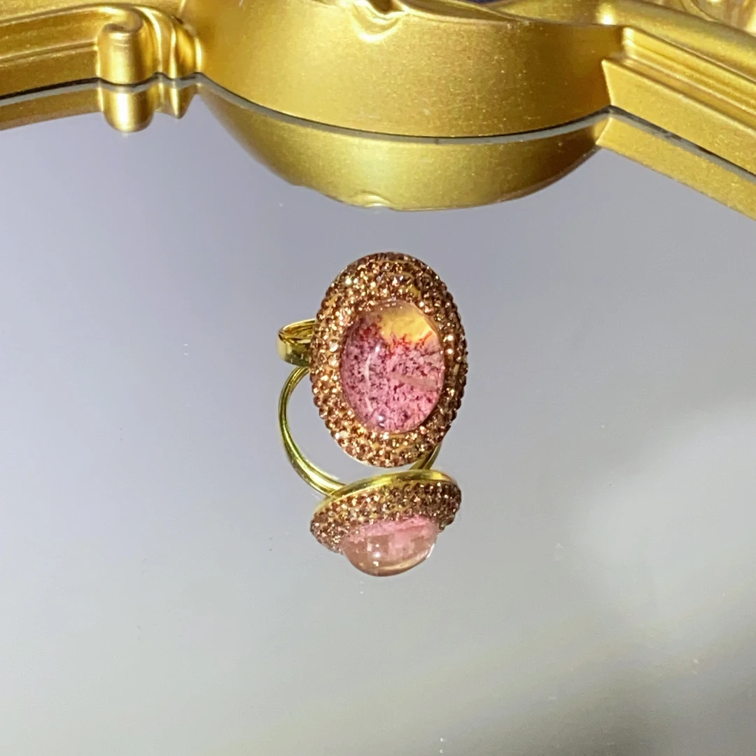 铜合金合成锆石戒指 TTSD 粉紫youling时尚百搭活口戒指2241