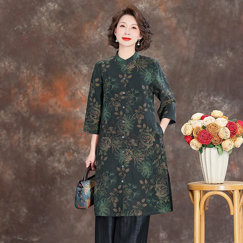 新中式风衣女2025早春新款中长款气质减龄衬衫裙