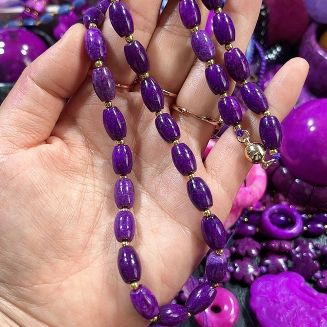 【闪购商品】玻璃DIY舒具石老油料老坑帝王紫丝绒玉华项链卡8+