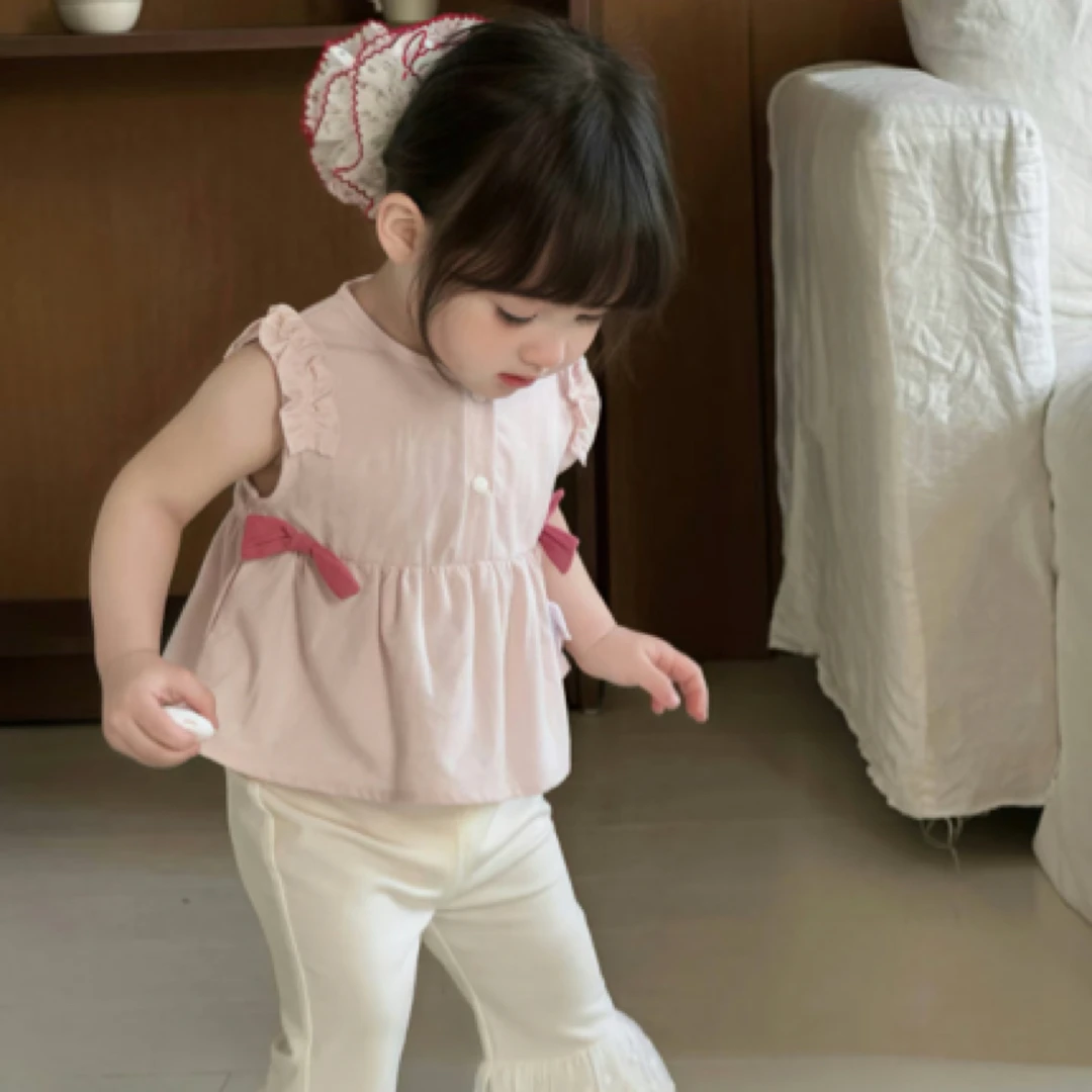 宝宝无袖上衣薄款夏季洋气衬衫女童公主娃娃衫婴幼儿