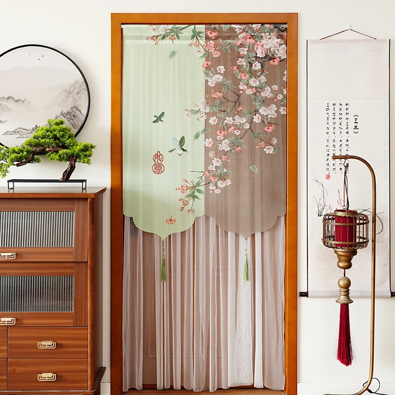 中式门帘防蚊隔断帘免打孔简约入户卧室厕所家用帘子纱帘遮挡帘新