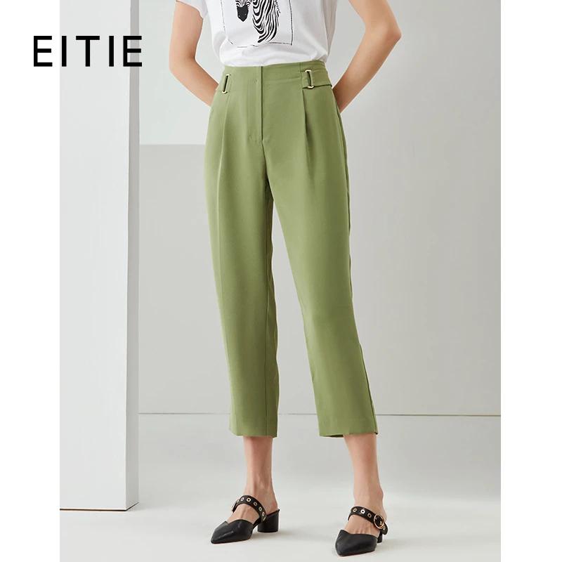 EITIE爱特爱时尚通勤百搭显瘦哈伦小脚休闲裤6505214薄款宽松阔腿