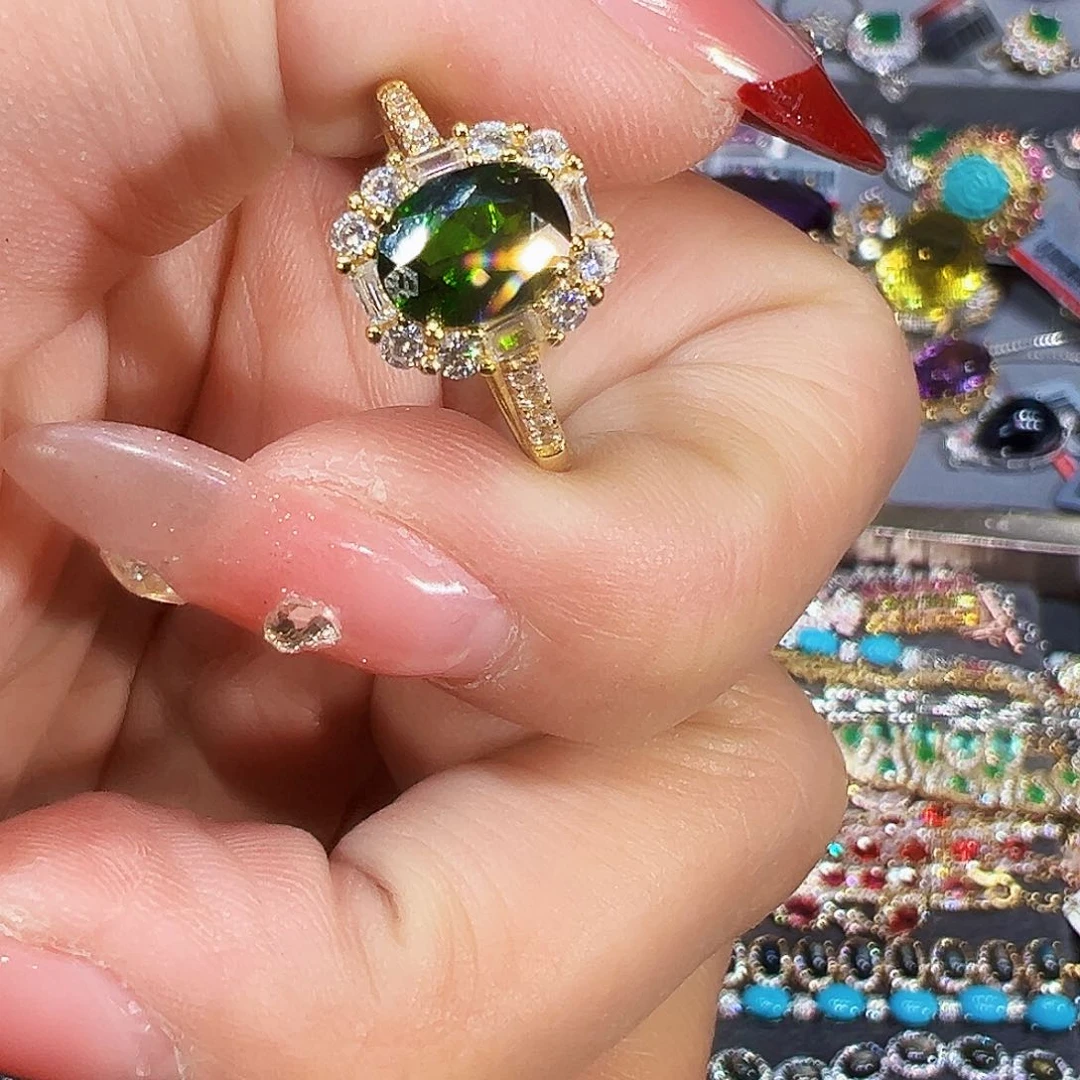 银S925镶嵌透辉石透辉石