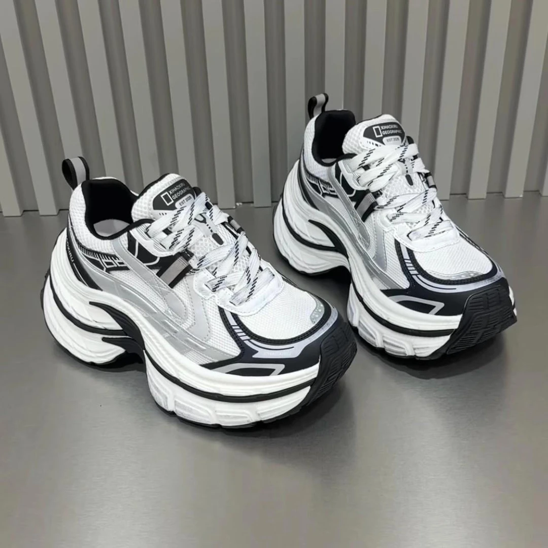 2025新款时尚爆款厚底增高老爹鞋擦色复古做旧休闲运动鞋四季款女