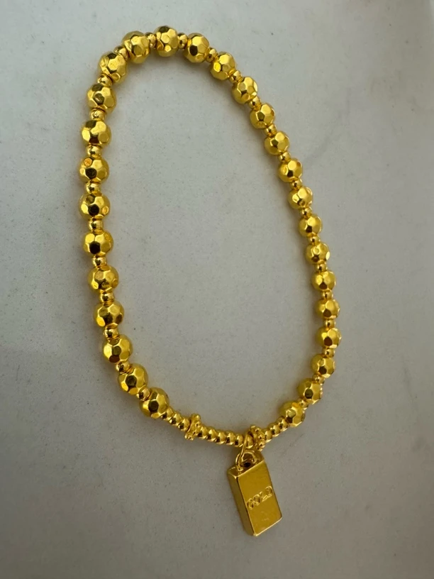 足金卡4蹦迪金珠百搭小金砖精美小金珠ZB30045