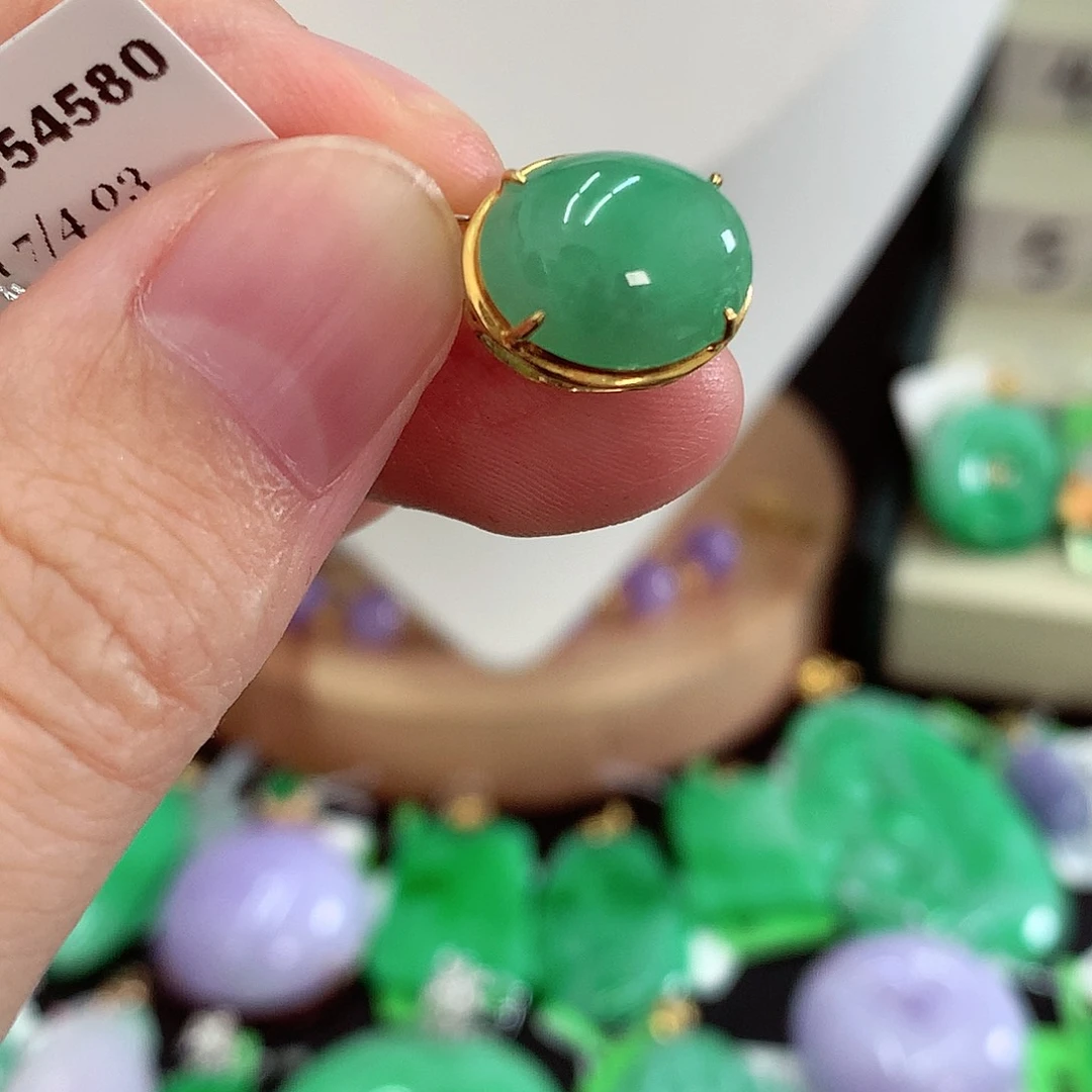 翡翠18K金镶嵌吊坠(不含链)