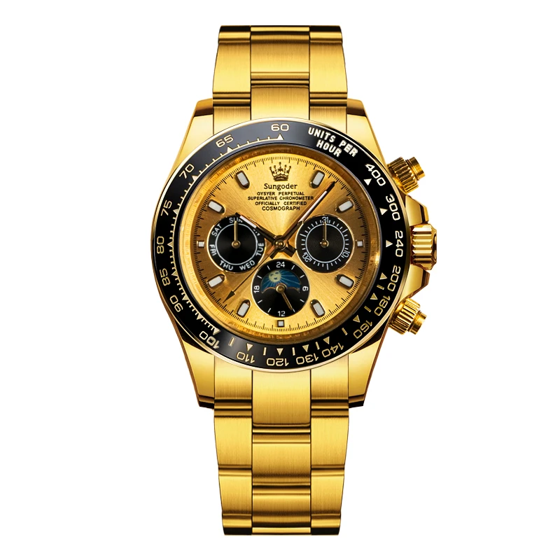 Sungoder高档男士手表多功能经典镀金腕表防水【飒】