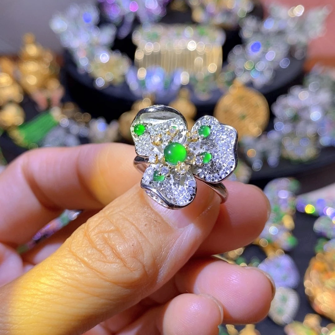 吊坠(不含链)银S925镶嵌翡翠