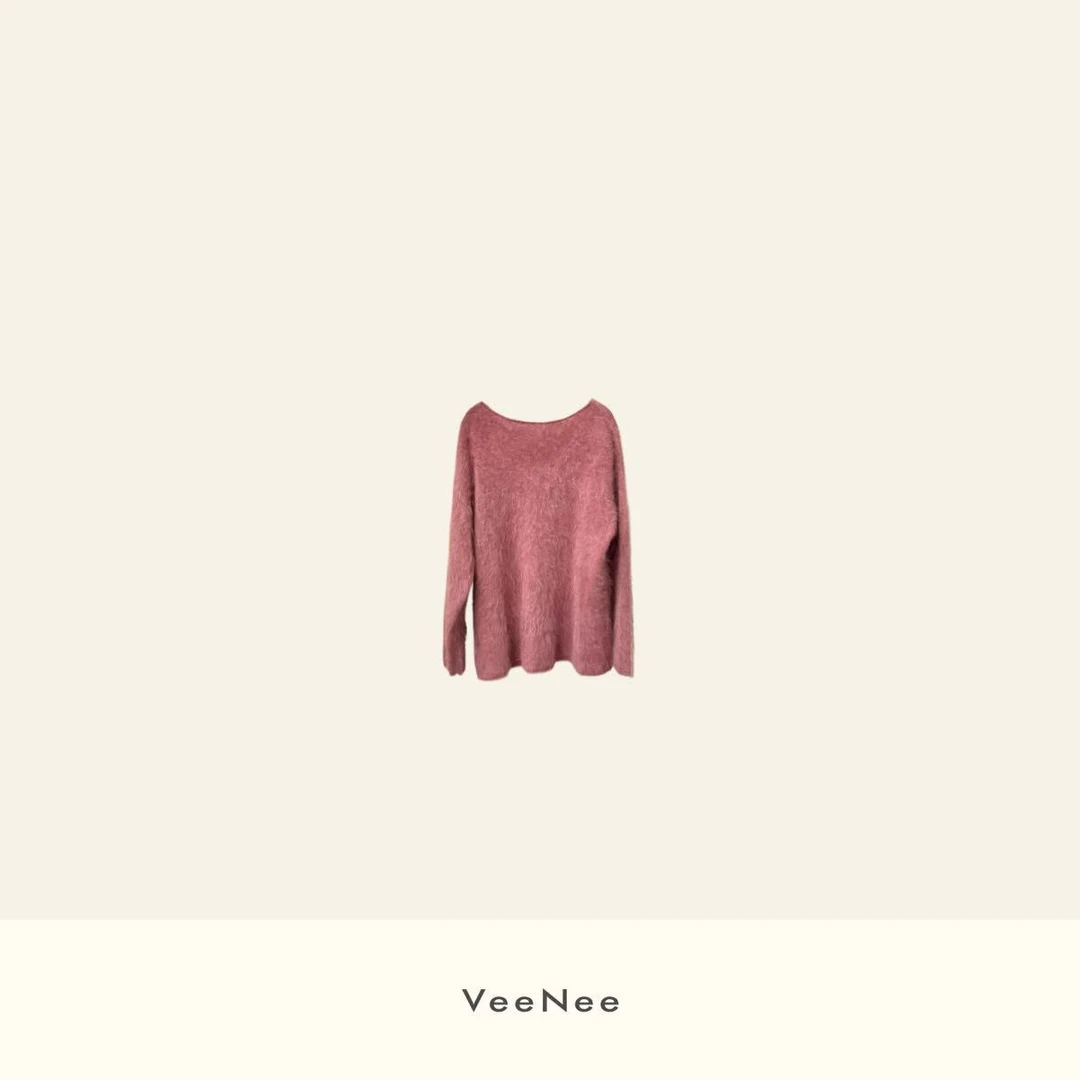 VeeNee•小韩客定皮粉100羊毛拉毛毛衣 VA5M036