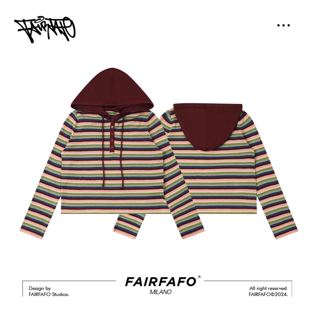 FAIRFAFO林肉肉【撞色条纹针织衫】羊-毛条纹针织衫TG24MY843休闲款