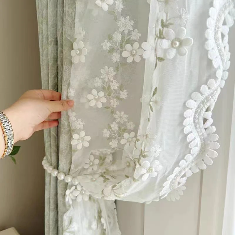 初雨纺织窗帘辅料窗帘绑带装饰绣花边刺绣浮雕钉珠小清新田园风