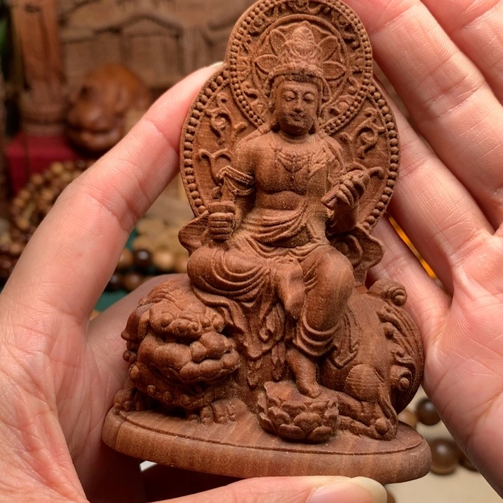 檀香木把件老山檀文殊