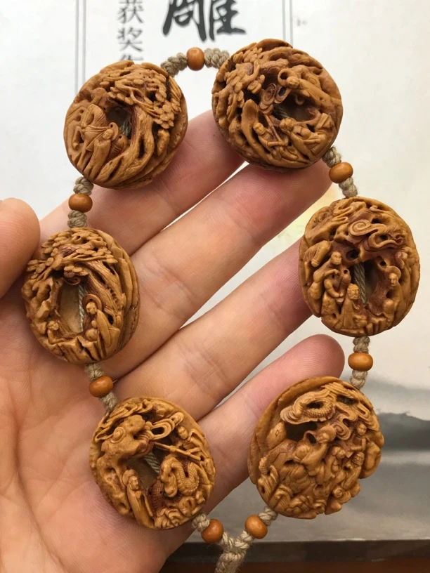 桃核手工镂空微雕西游记手串