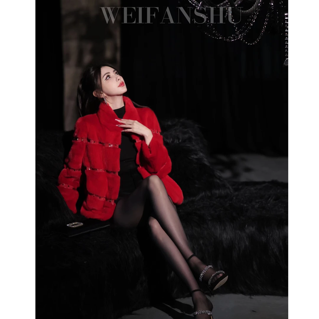 WEIFANSHU/魏凡舒【年末战袍】水貂外套女秋冬设计师高贵上档次女装